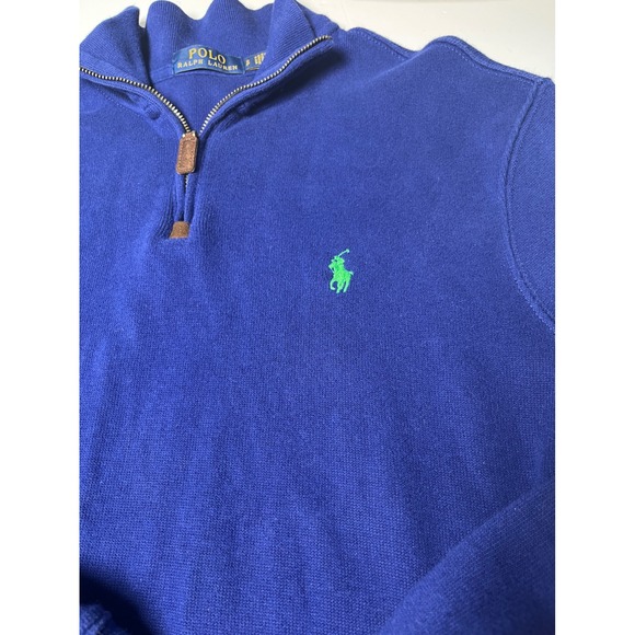 Classic Polo Quarter Zip Knit Blue Green Pony Ralph Lauren Mens Small - Picture 9 of 10